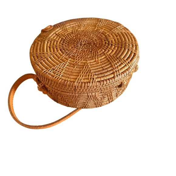 Crossbody Shoulder Rattan Bag Handmade in Bali Coastal Chic Boho - Picture 4 of 16